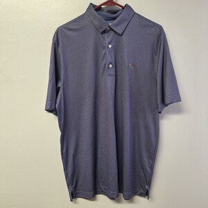 Greg Norman Play Dry Golf Shirt Blue Mens Large Pullover‎ Button Collar Shark